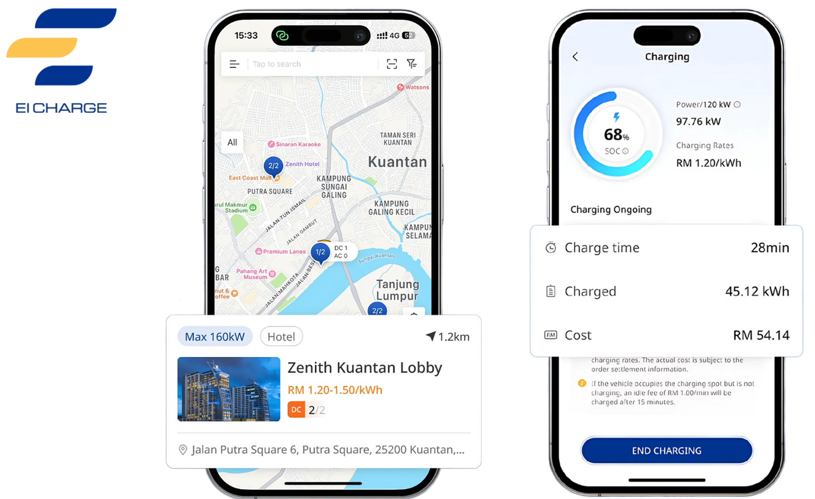 EI Charge app integration — smart charging control for drivers and station operators